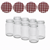 Canning jars 900 ml with twist-off lid brown / white block design 8 pieces
