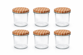 Jampot met twist-off deksel bruin (blok-design)