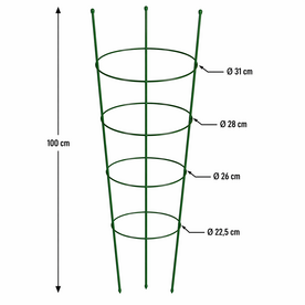 Garden plant support rings, 4 rings 1m