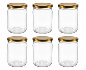 Glazenpotten 500 ml inclusief deksel verpakt per 6 stuks