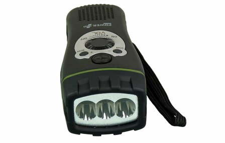 Wolf Dynamo 3 LED Zaklamp FM Scan Radio