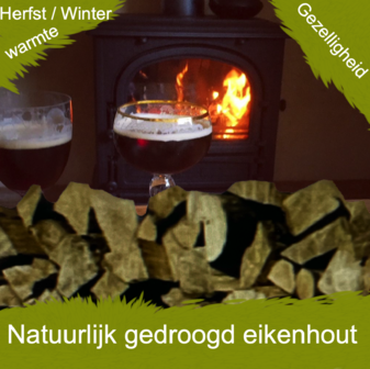 Doos natuurlijk gedroogd eiken haardhout 23kg