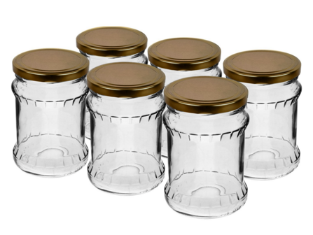 Glazenpotten Quadrate 500 ml inclusief deksel (goud) verpakt per 6 stuks