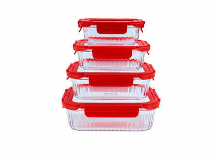 Cookai Ovenschaal Rood 370ml met glazendeksel