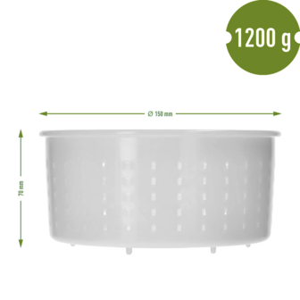 Cilindrische kaasvorm 15&nbsp;x 7 cm voor 1200g