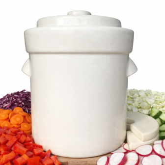 Mini fermentatiepot 2 liter (Creme/Modern) met verzwaringsstenen