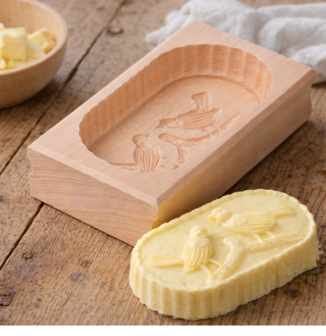 Natuurlijker leven botervorm rechthoek voor 250g boter - motief: 2 vogels