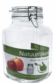 Square 3 liter glass jar with clip closure