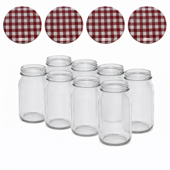 Canning jars 900 ml with twist-off lid brown / white block design 8 pieces