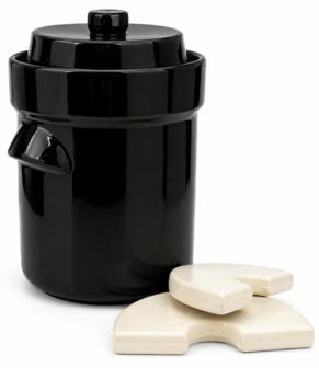 Mini fermentatiepot 3 liter (Bruin/Modern) met verzwaringsstenen