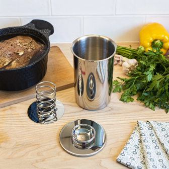 Multifunctionele pan met mand en hammaker