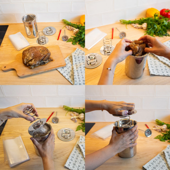 Multifunctionele pan met mand en hammaker