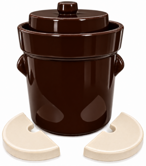 Zuurkoolpot 5 liter  bruin modern met 2 verzwaringsstenen
