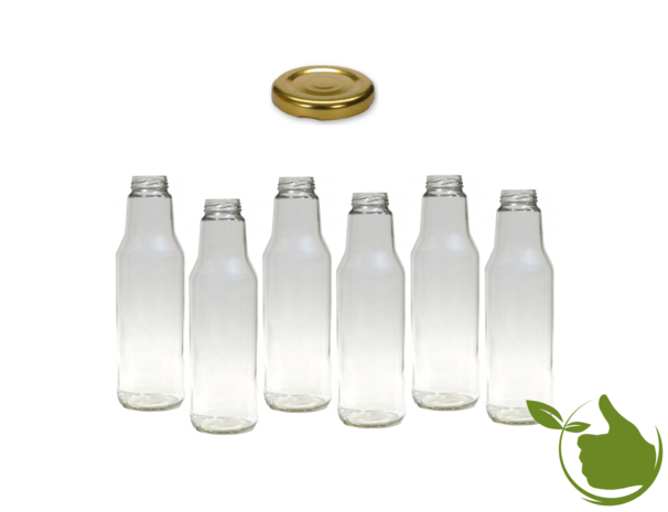 Glass juice bottle 750 ml (cap gold) - Sustainable lifestyle