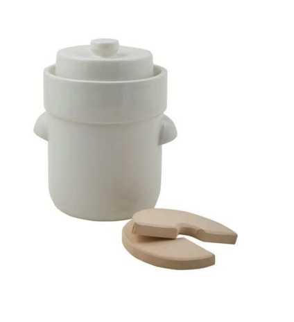 Mini fermentatiepot 1 liter (Creme/Modern) met verzwaringsstenen