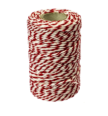 Slagerstouw, Wit/Rood  Katoen 100g