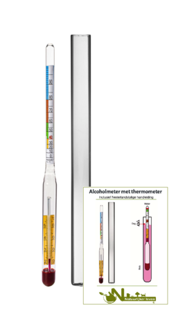 Alcoholmeter met thermometer