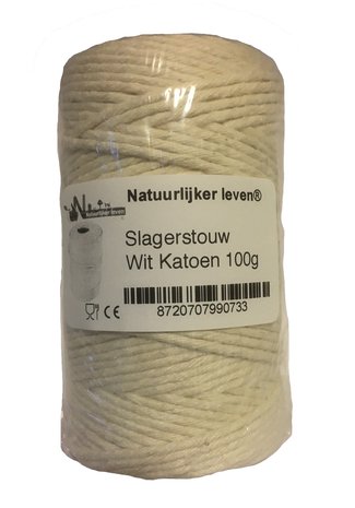 Slagerstouw, Wit Katoen 100g