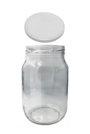 Glazen pot 1.7 liter met witte deksel