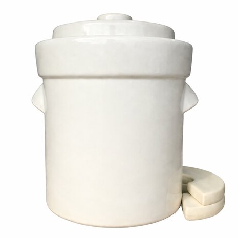 Mini fermentatiepot 2 liter (Creme/Modern) met verzwaringsstenen