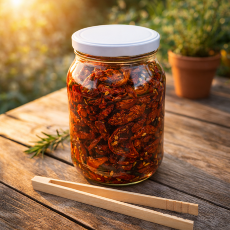 Glazenpot 1.7 liter met witte deksel en houten tang