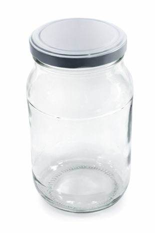 Glazenpot 1.7 liter met witte deksel en houten tang