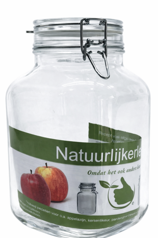 Square 3 liter glass jar with clip closure