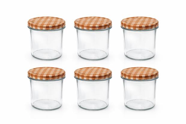 Jampot met twist-off deksel bruin (blok-design)