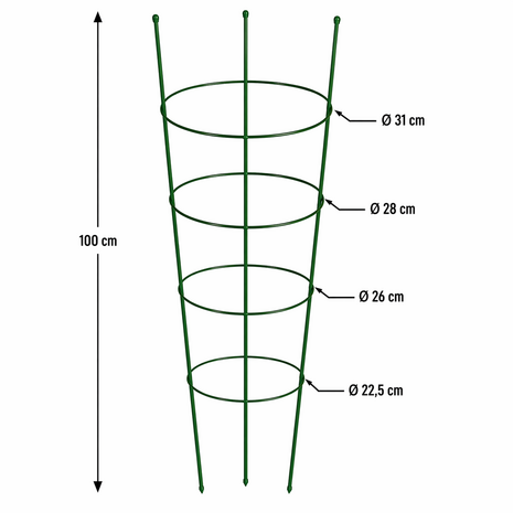 Garden plant support rings, 4 rings 1m