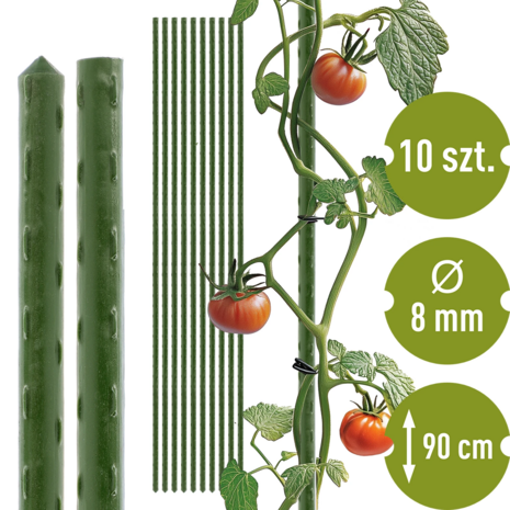 Bioogr&oacute;d Plantensteun - gecoat staal, 0,90 m, 8 mm, 10 stuks