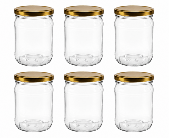 Glazenpotten 500 ml inclusief deksel verpakt per 6 stuks
