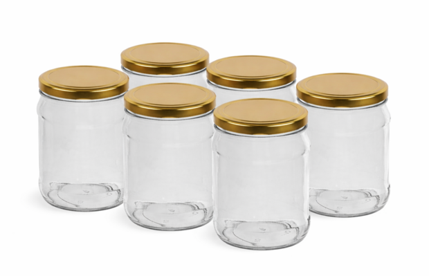 Glazenpotten 500 ml inclusief deksel verpakt per 6 stuks