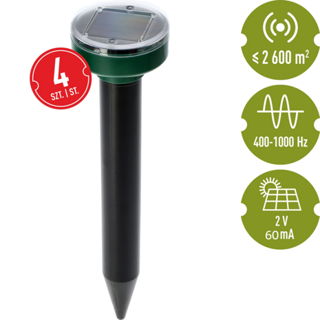 Mollenverjager aangedreven door zon-energie 4 stuks 