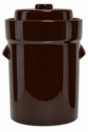 Zuurkoolpot 20 liter bruin modern met 2 verzwaringsstenen