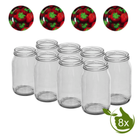 Glass jars 900 ml with twist-off lid (Strawberries) 8 in unit
