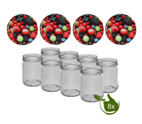 Jam pots 500 ml with twist-off lid (Berries) 8 in unit