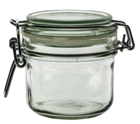 Glass storage jar of 200 ml with clamp closure
