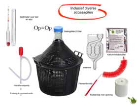 Fermentation bottle 25 liters and various accessories