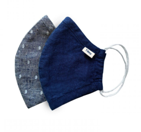 Tilley Organic Cotton Mouth  Mask (2) Solid Navy / Gray Print