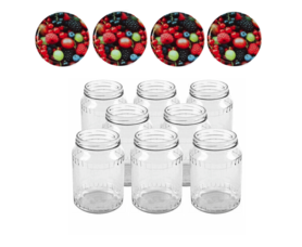 Glass pots 700 ml with twist-off lid berries 8 pieces