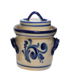 Fermenting pot gray-blue with a lid and stone 2 liters