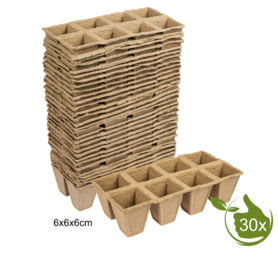 Paper seed pots 8 per tray 6x6x6cm 30 pieces