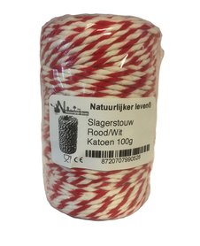 Butcher's Rope, White/Red Cotton 100g