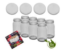 Glass jars 900 ml with twist-off lid (white) 8 in unit