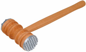 Meat hammer meat tenderizer with metal head of cherry wood 27.5 cm