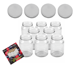 Glass pots 700 ml with twist-off lid (White) 8 pieces