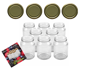 Glass pots 700 ml with twist-off lid gold 8 pieces