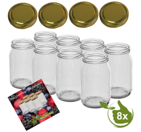Glass jars 900 ml with twist-off lid (gold) 8 in unit