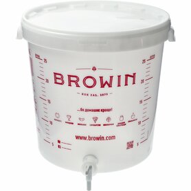 Fermentation container with print of 30L with lid and drain tap