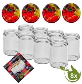 Jam pots 500 ml with twist-off lid (mixed fruit) 8 in unit